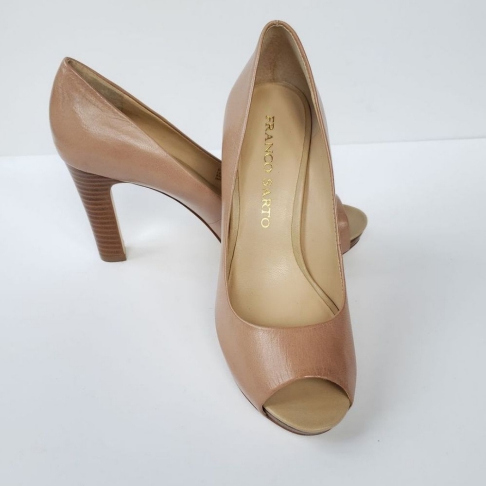 Franco Sarto Hidden Platform Nude Peep Toe Heels